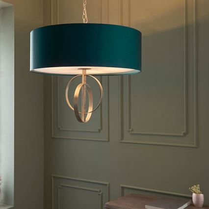 Endon 95223 - Kronleuchter mit Kette 5xE27/10W/230V Ø 70 cm blau/grau