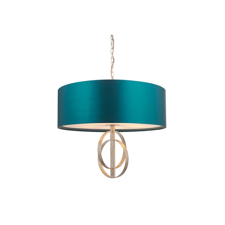 Endon 95223 - Kronleuchter mit Kette 5xE27/10W/230V Ø 70 cm blau/grau