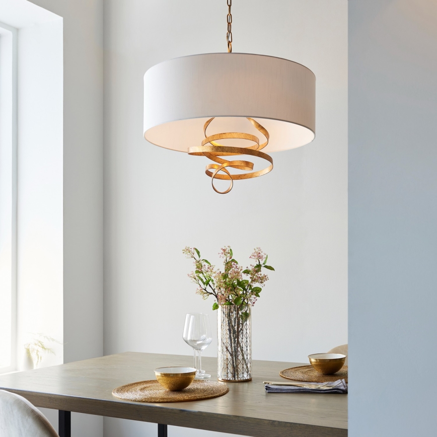 Endon 95268 - Kronleuchter an Kette 3xE14/6W/230V Ø 60 cm weiß/Messing