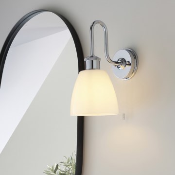 Endon 95506 - Badezimmer-Wandleuchte PIPER 1xE27/10W/230V IP44 glänzender Chrom/weiß
