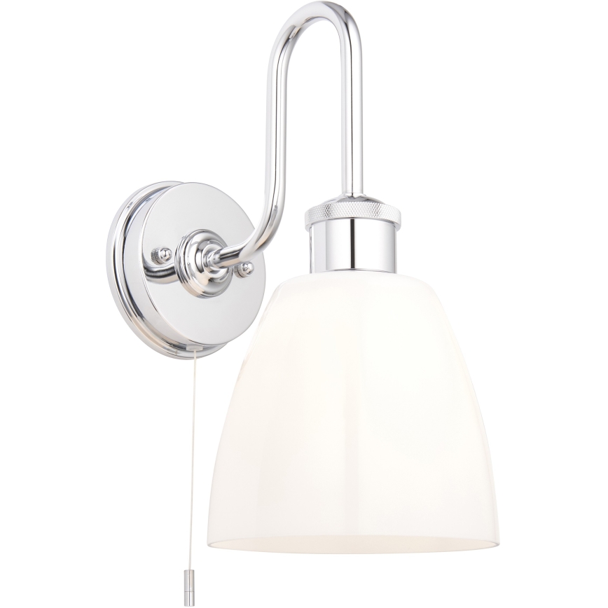 Endon 95506 - Badezimmer-Wandleuchte PIPER 1xE27/10W/230V IP44 glänzender Chrom/weiß