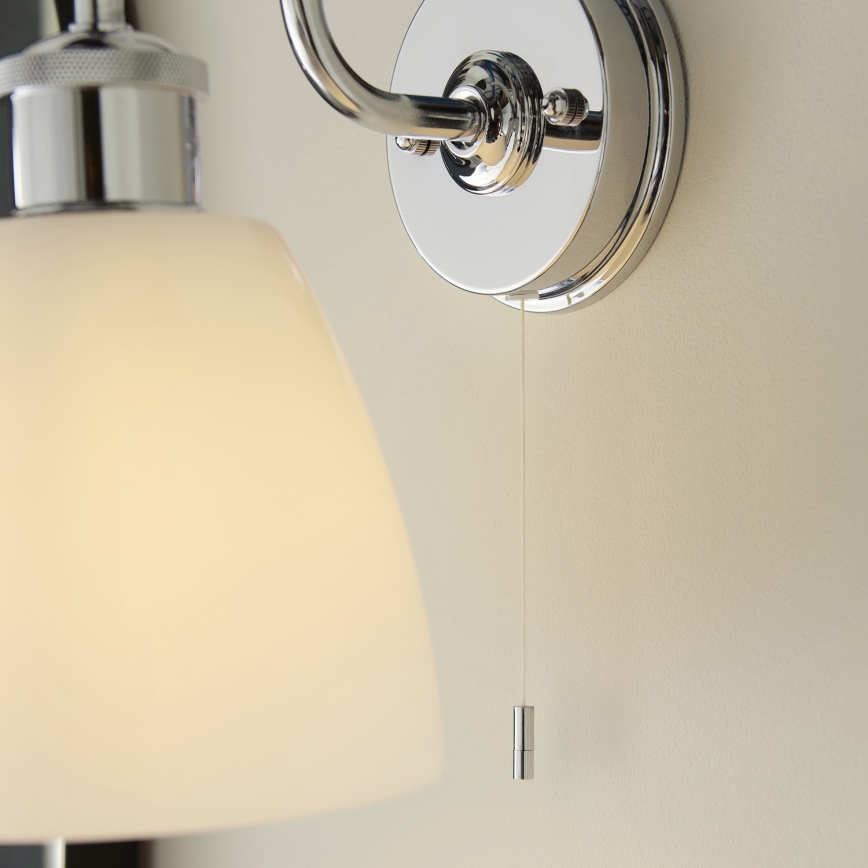 Endon 95506 - Badezimmer-Wandleuchte PIPER 1xE27/10W/230V IP44 glänzender Chrom/weiß