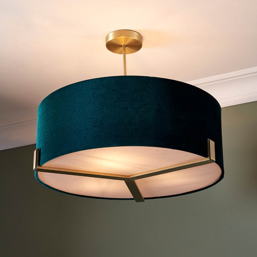Endon 95839 - Lampadario a sospensione con supporto rigido HAYFIELD 3xE27/40W/230V ottone/verde
