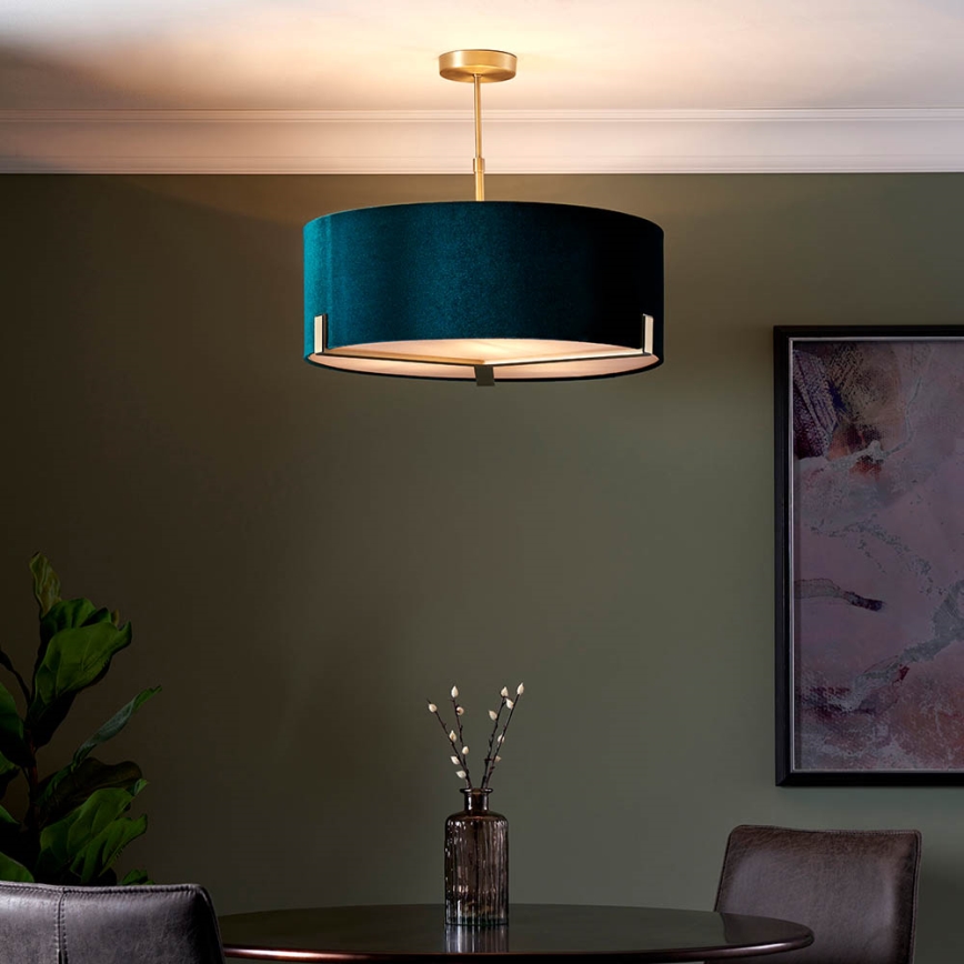 Endon 95839 - Lampadario a sospensione con supporto rigido HAYFIELD 3xE27/40W/230V ottone/verde