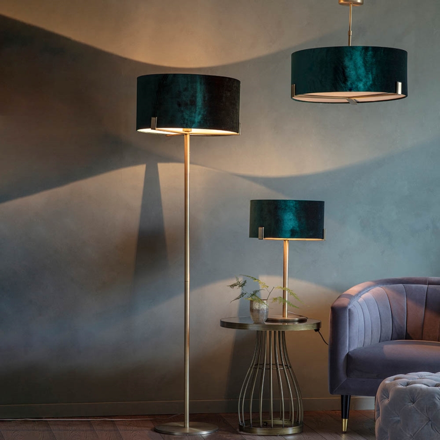 Endon 95839 - Lampadario a sospensione con supporto rigido HAYFIELD 3xE27/40W/230V ottone/verde
