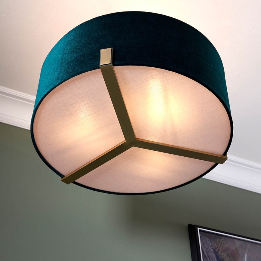 Endon 95839 - Lampadario a sospensione con supporto rigido HAYFIELD 3xE27/40W/230V ottone/verde