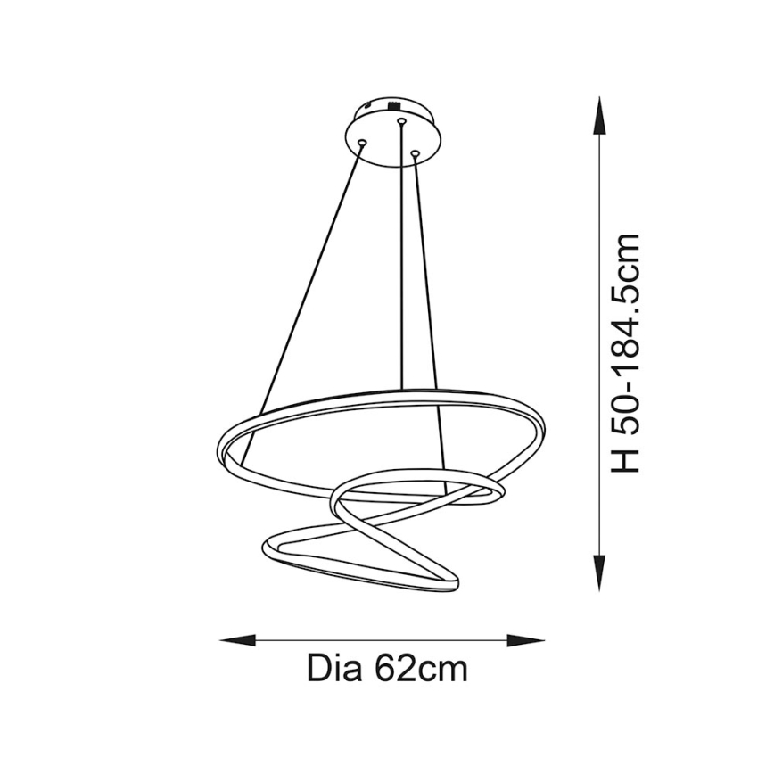Endon 97632 - Suspension LED sur câble DUNE LED/47,5W/230V 3000K noire
