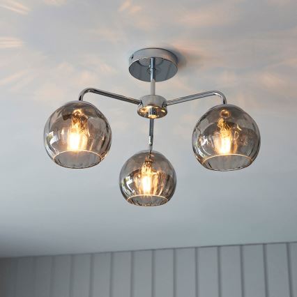 Endon 97971 - Plafoniera DIMPLE 3xE14/7W/230V cromo lucido/grigio fumé