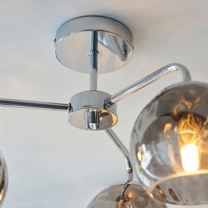 Endon 97971 - Plafonnier DIMPLE 3xE14/25W/230V chrome brillant/gris fumé
