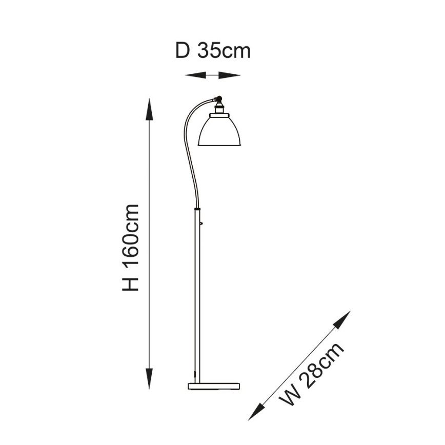 Endon 98748 - Lampadaire FRANKLIN 1xE27/10W/230V laiton/noir