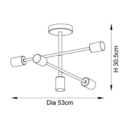 Endon 98786 - Lampadario a stelo SOHAN 5xE27/10W/230V ottone