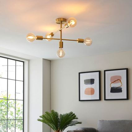 Endon 98786 - Lustre sur tige SOHAN 5xE27/10W/230V en laiton