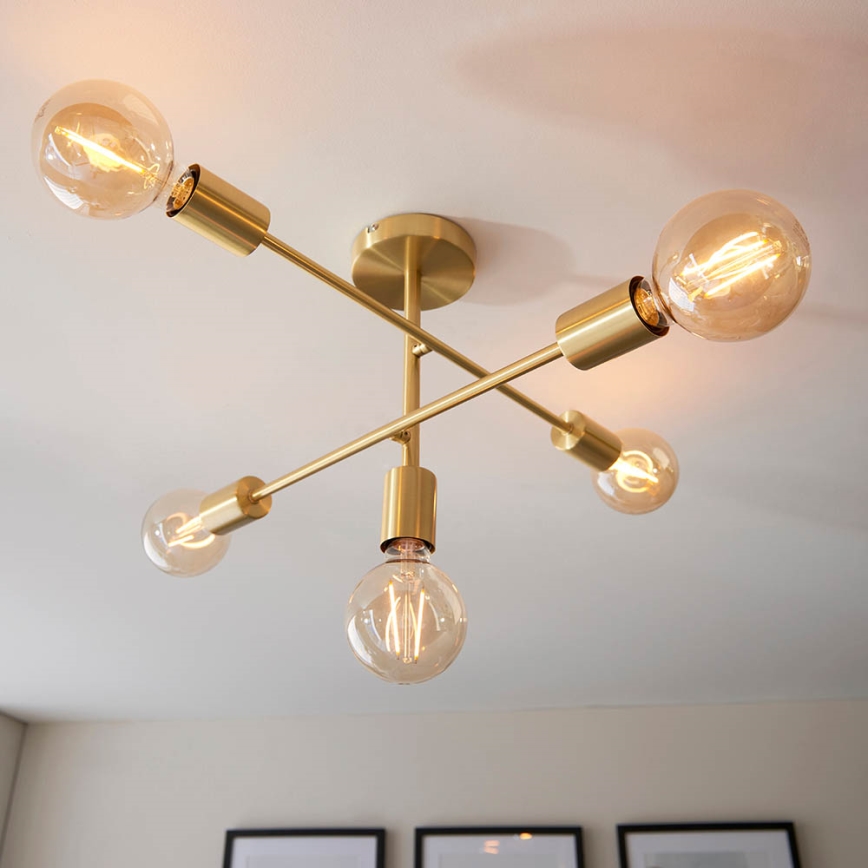 Endon 98786 - Lustre sur tige SOHAN 5xE27/10W/230V en laiton