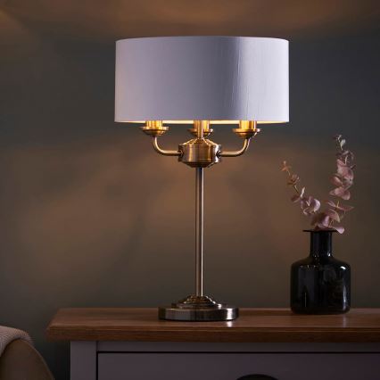 Endon 98932 - Lampada da tavolo HIGHCLERE 3xE14/18W/230V bianco/ottone Ø 32 cm