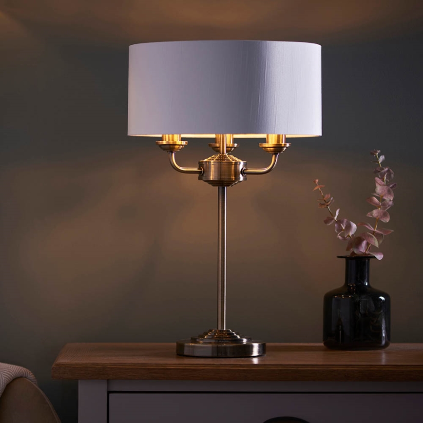 Endon 98932 - Lampada da tavolo HIGHCLERE 3xE14/18W/230V bianco/ottone Ø 32 cm