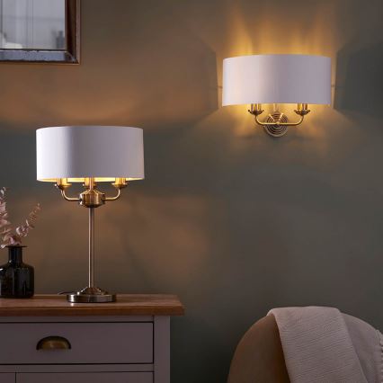 Endon 98932 - Lampada da tavolo HIGHCLERE 3xE14/18W/230V bianco/ottone Ø 32 cm
