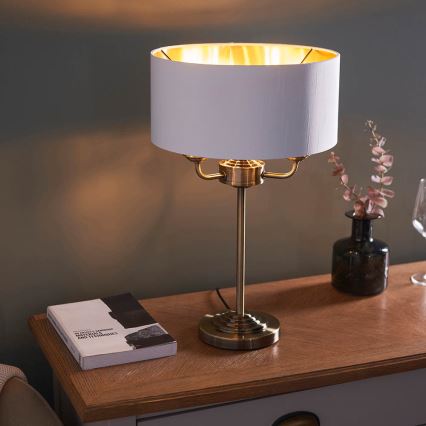 Endon 98932 - Lampada da tavolo HIGHCLERE 3xE14/18W/230V bianco/ottone Ø 32 cm