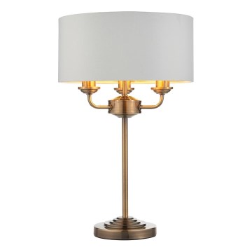 Endon 98932 - Tischlampe HIGHCLERE 3xE14/18W/230V weiß/messing Ø 32 cm