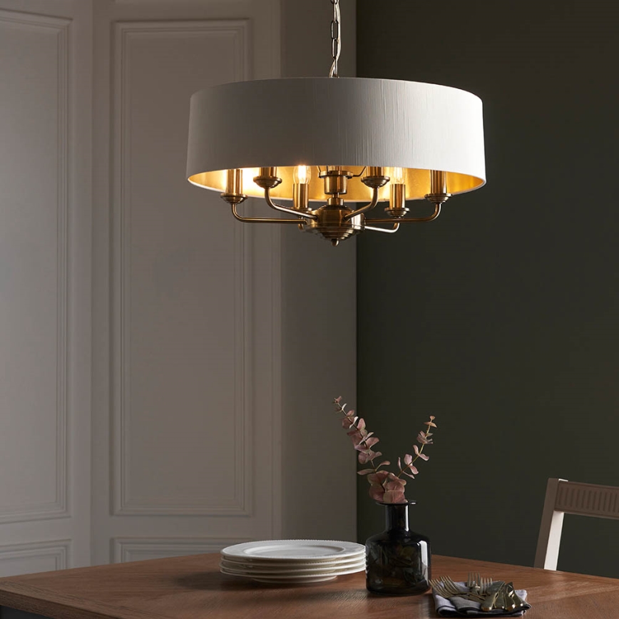 Endon 98933 - Hängeleuchte an Kette HIGHCLERE 6xE14/40W/230V weiß/Messing