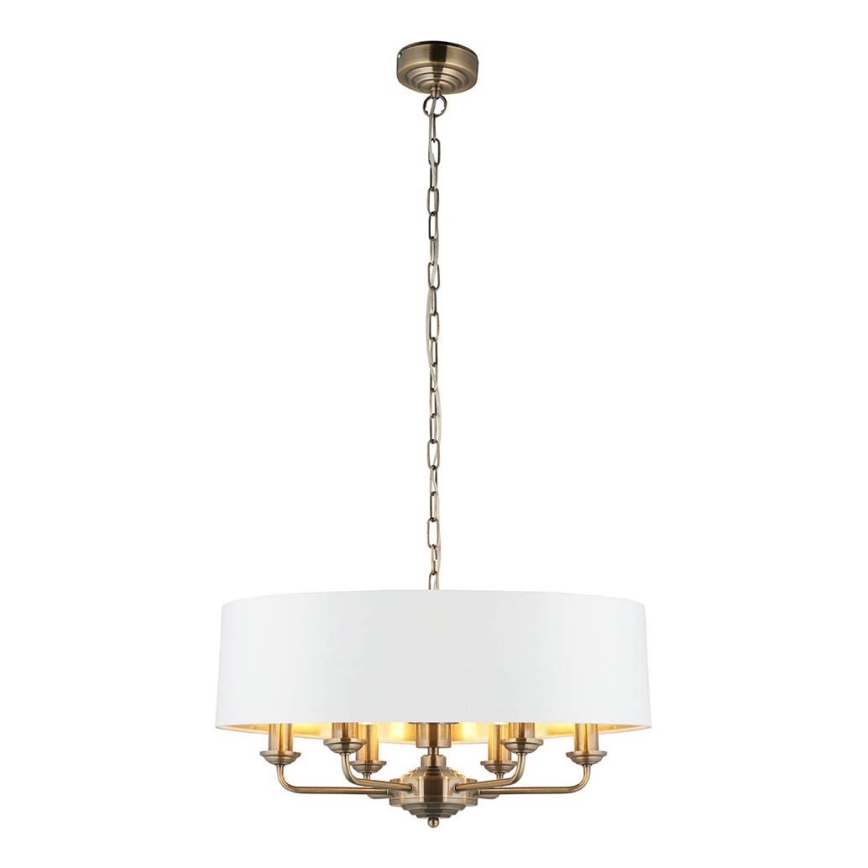Endon 98933 - Lampadario a sospensione con catena HIGHCLERE 6xE14/40W/230V bianco/ottone
