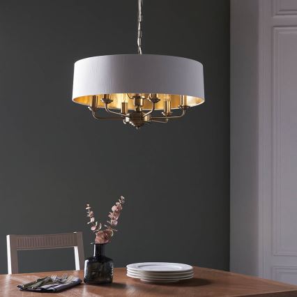 Endon 98933 - Lampadario a sospensione con catena HIGHCLERE 6xE14/40W/230V bianco/ottone