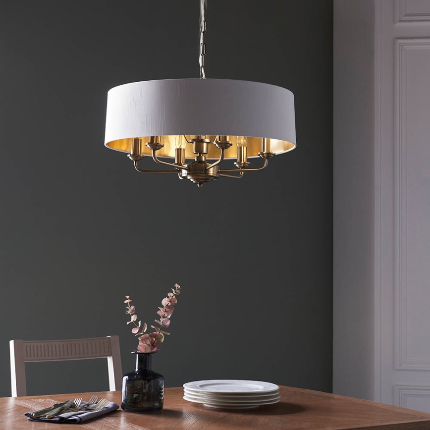 Endon 98933 - Lampadario a sospensione con catena HIGHCLERE 6xE14/40W/230V bianco/ottone