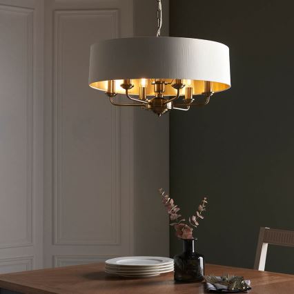 Endon 98933 - Lampadario a sospensione con catena HIGHCLERE 6xE14/40W/230V bianco/ottone