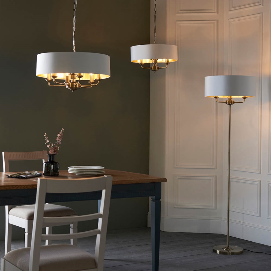 Endon 98933 - Lampadario a sospensione con catena HIGHCLERE 6xE14/40W/230V bianco/ottone