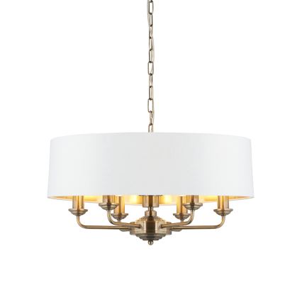 Endon 98933 - Lampadario a sospensione con catena HIGHCLERE 6xE14/40W/230V bianco/ottone
