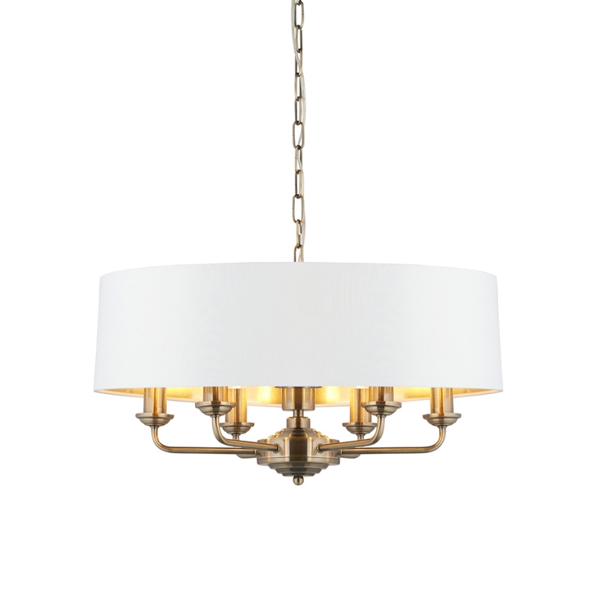 Endon 98933 - Lampadario a sospensione con catena HIGHCLERE 6xE14/40W/230V bianco/ottone