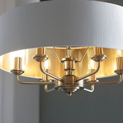 Endon 98933 - Lampadario a sospensione con catena HIGHCLERE 6xE14/40W/230V bianco/ottone