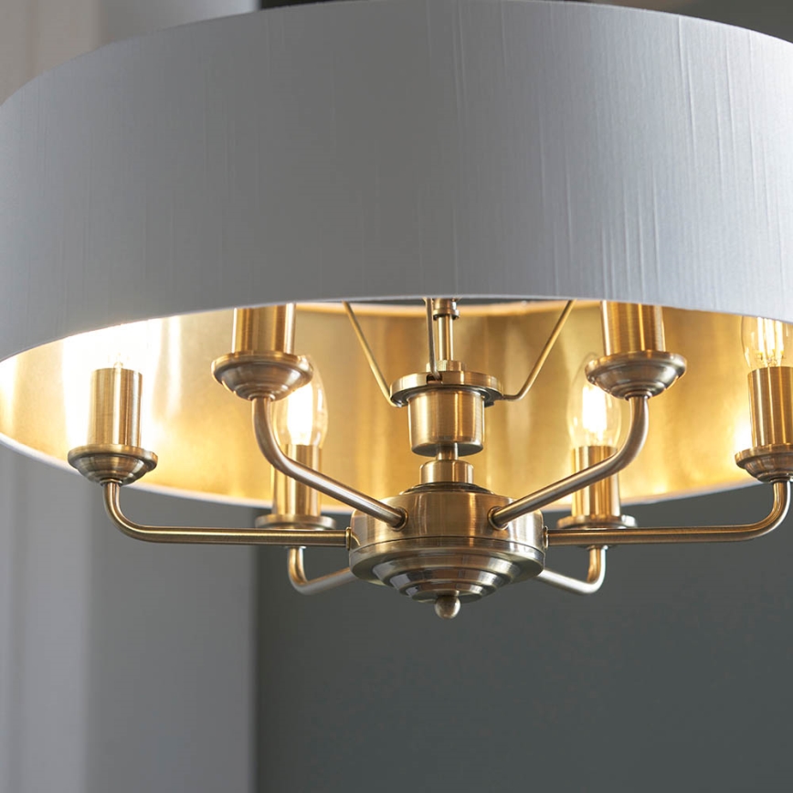 Endon 98933 - Lampadario a sospensione con catena HIGHCLERE 6xE14/40W/230V bianco/ottone