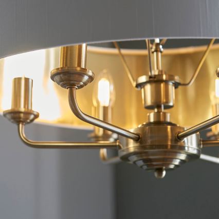 Endon 98933 - Lampadario a sospensione con catena HIGHCLERE 6xE14/40W/230V bianco/ottone