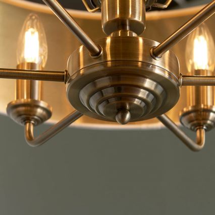 Endon 98933 - Lampadario a sospensione con catena HIGHCLERE 6xE14/40W/230V bianco/ottone