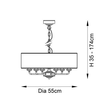 Endon 98933 - Lampadario a sospensione con catena HIGHCLERE 6xE14/40W/230V bianco/ottone