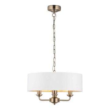 Endon 98934 - Hängeleuchte an Kette HIGHCLERE 3xE14/40W/230V weiß/Messing d 45 cm