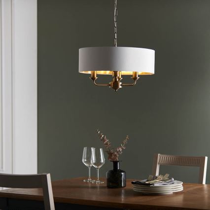 Endon 98934 - Lampadario a sospensione con catena HIGHCLERE 3xE14/40W/230V bianco/ottone