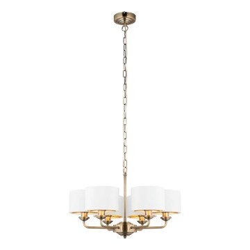 Endon 98936 - Lampadario a sospensione con catena HIGHCLERE 6xE14/28W/230V bianco/ottone