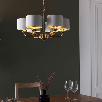 Endon 98936 - Lampadario a sospensione con catena HIGHCLERE 6xE14/28W/230V bianco/ottone