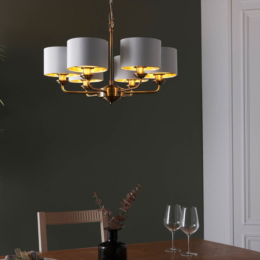 Endon 98936 - Lampadario a sospensione con catena HIGHCLERE 6xE14/28W/230V bianco/ottone