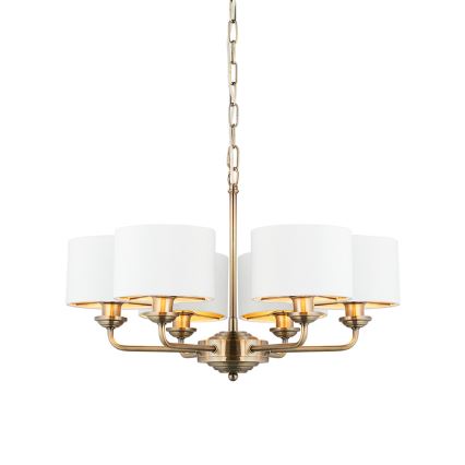 Endon 98936 - Lampadario a sospensione con catena HIGHCLERE 6xE14/28W/230V bianco/ottone