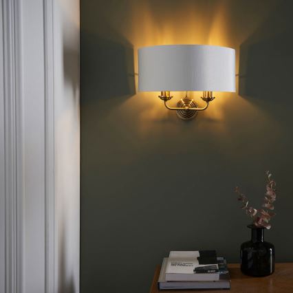 Endon 98937 - Applique murale HIGHCLERE 2xE14/40W/230V blanc/laiton