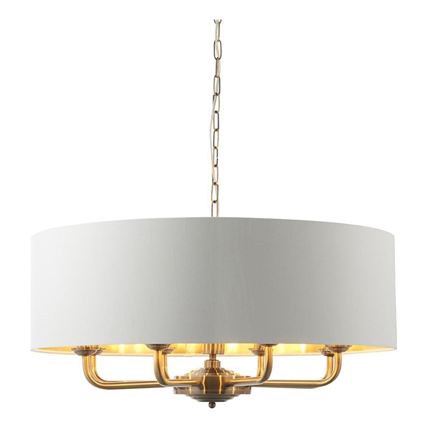 Endon 98938 - Kronleuchter mit Kette HIGHCLERE 8xE14/40W/230V Ø 70 cm weiß/messing