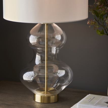 Endon 99110 - Dimmbare Tischlampe KELDA 1xE27/10W/230V weiß/gold