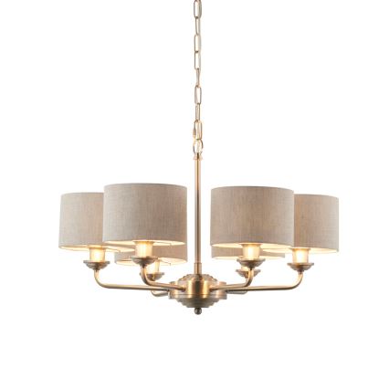 Endon 99151 - Lustre sur chaîne HIGHCLERE 6xE14/28W/230V gris/chrome mat Ø 53 cm