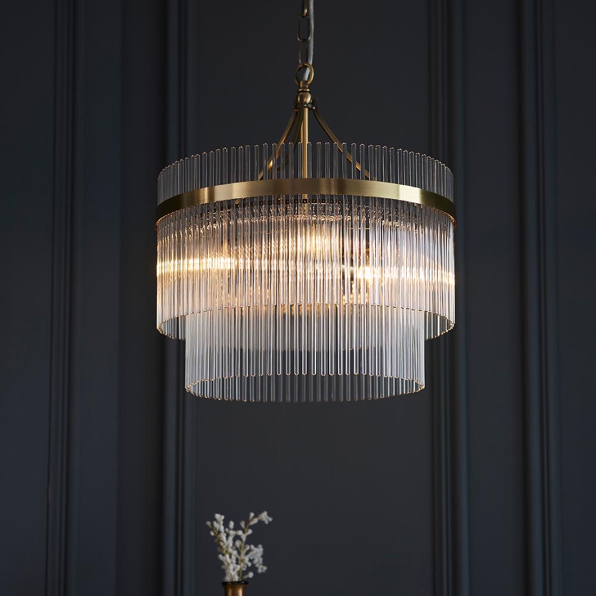 Endon 99167 - Lampadario a sospensione con catena MARIETTA 3xE14/7W/230V ottone/limpido