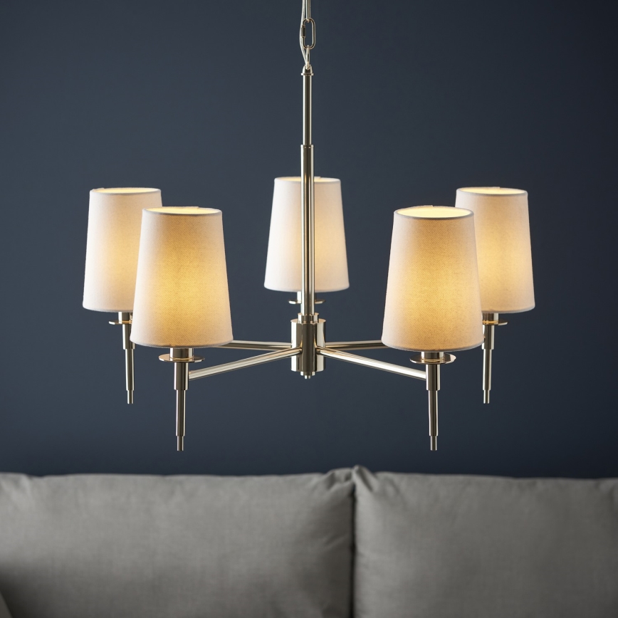 Endon 99457 - Lampadario a sospensione con catena 5xE14/6W/230V cromo lucido/bianco