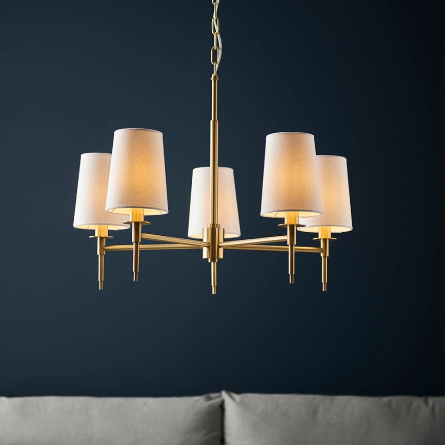 Endon 99458 - Lampadario a catena 5xE14/6W/230V oro/bianco