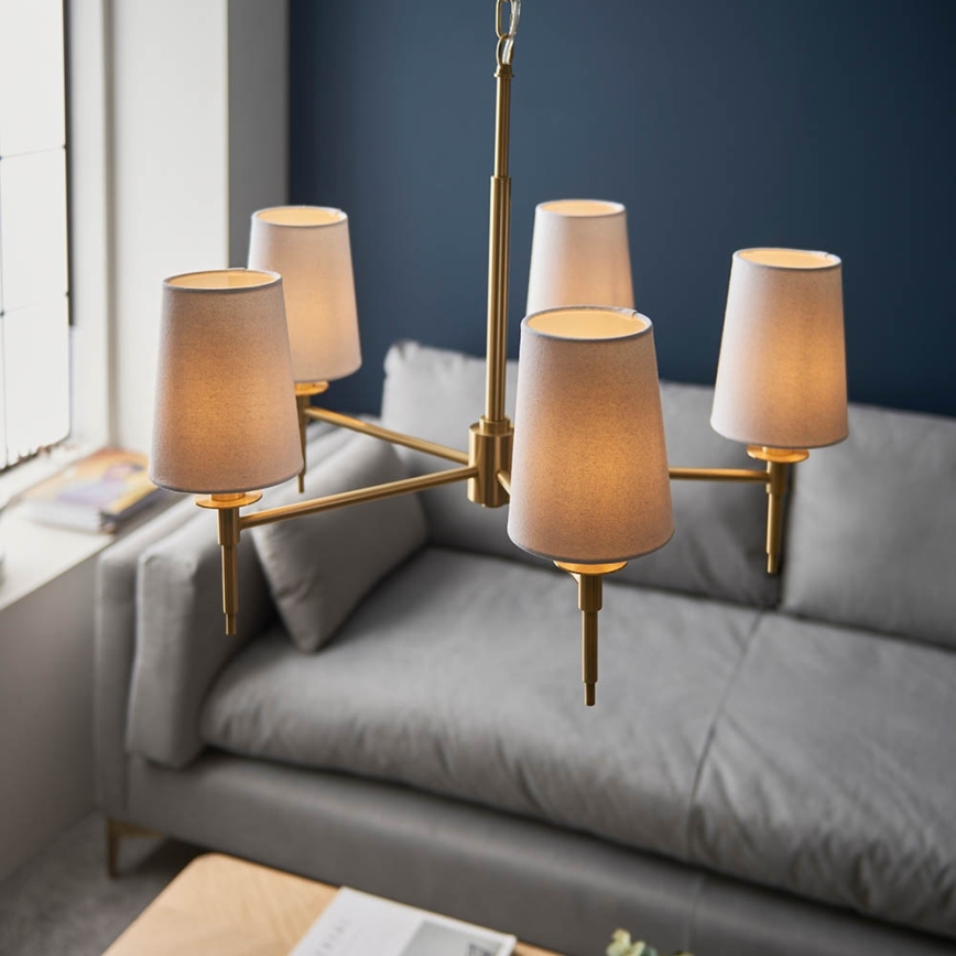 Endon 99458 - Lampadario a catena 5xE14/6W/230V oro/bianco