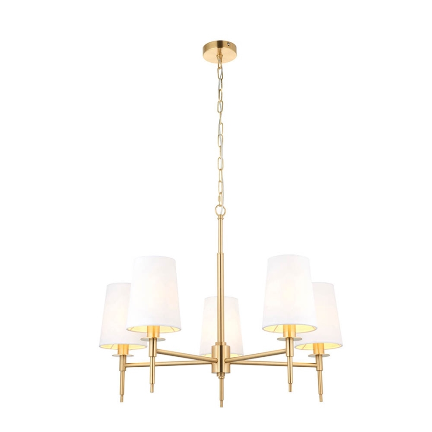 Endon 99458 - Lustre suspendu à chaîne 5xE14/6W/230V doré/blanc